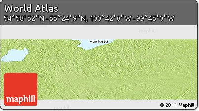 Physical Panoramic Map of the Area around 55° 11' 31" N, 100° 13' 29" W