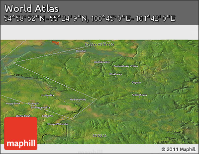 Satellite 3D Map of the Area around 55° 11' 31" N, 101° 13' 29" E