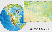 Physical Location Map of the area around 55° 11' 31" N, 106° 10' 30" W