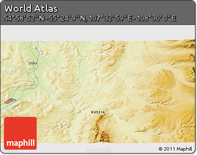 Physical 3D Map of the Area around 55° 11' 31" N, 108° 1' 30" E