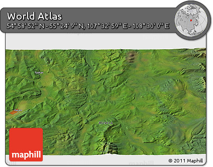 Satellite 3D Map of the Area around 55° 11' 31" N, 108° 1' 30" E