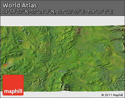 Satellite 3D Map of the Area around 55° 11' 31" N, 108° 1' 30" E