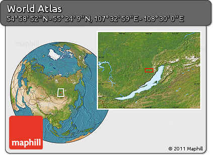Satellite Location Map of the Area around 55° 11' 31" N, 108° 1' 30" E