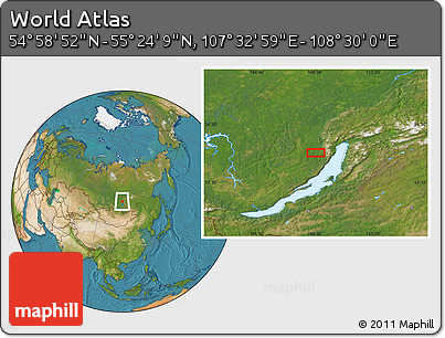 Satellite Location Map of the Area around 55° 11' 31" N, 108° 1' 30" E