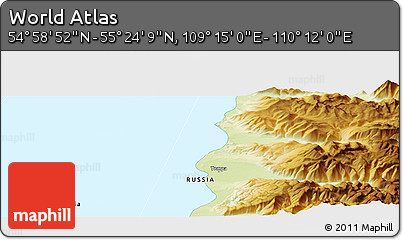 Physical Panoramic Map of the Area around 55° 11' 31" N, 109° 43' 29" E