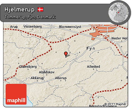 Shaded Relief 3D Map of Hjelmerup