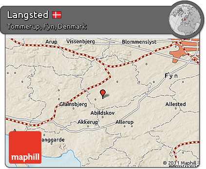 Shaded Relief 3D Map of Langsted