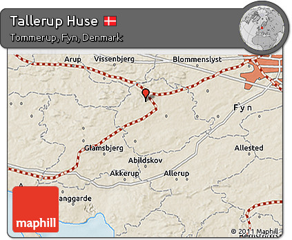 Shaded Relief 3D Map of Tallerup Huse
