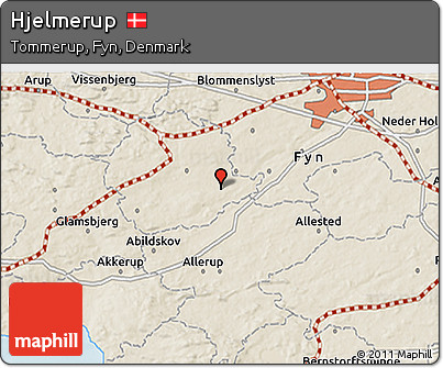 Shaded Relief 3D Map of Hjelmerup