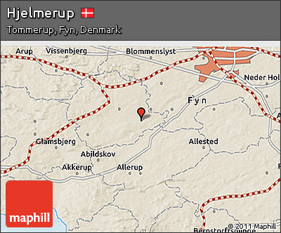 Shaded Relief 3D Map of Hjelmerup