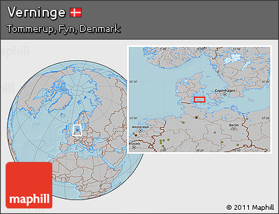 Gray Location Map of Verninge, hill shading