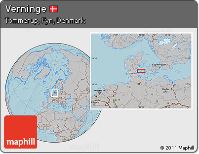 Gray Location Map of Verninge, hill shading