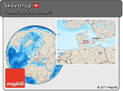 Shaded Relief Location Map of Skovstrup