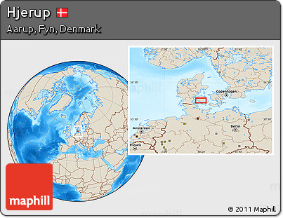 Shaded Relief Location Map of Hjerup