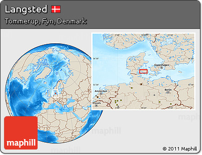 Shaded Relief Location Map of Langsted