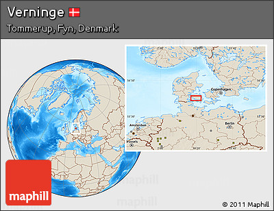 Shaded Relief Location Map of Verninge
