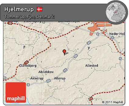Shaded Relief Map of Hjelmerup