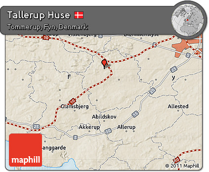 Shaded Relief Map of Tallerup Huse