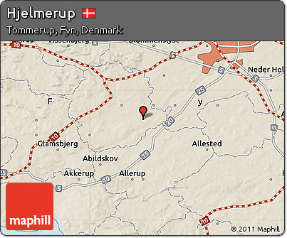Shaded Relief Map of Hjelmerup