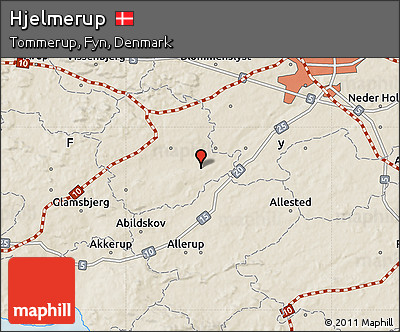 Shaded Relief Map of Hjelmerup
