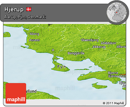 Physical Panoramic Map of Hjerup