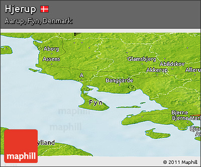 Physical Panoramic Map of Hjerup