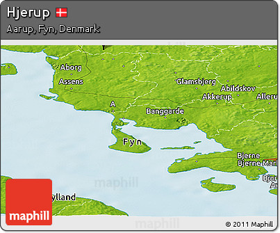 Physical Panoramic Map of Hjerup