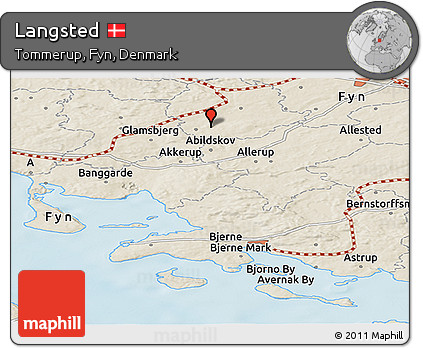 Shaded Relief Panoramic Map of Langsted