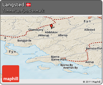 Shaded Relief Panoramic Map of Langsted