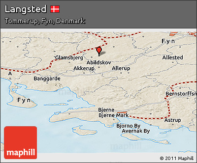Shaded Relief Panoramic Map of Langsted
