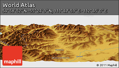 Physical Panoramic Map of the Area around 55° 11' 31" N, 112° 16' 30" E