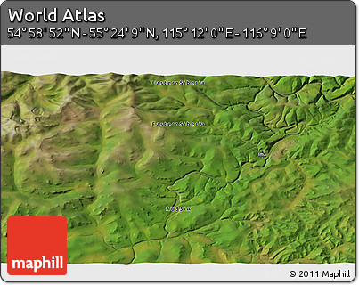 Satellite 3D Map of the Area around 55° 11' 31" N, 115° 40' 30" E
