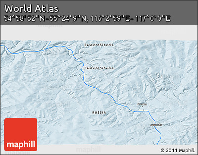 Political 3D Map of the Area around 55° 11' 31" N, 116° 31' 30" E