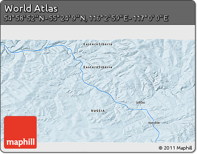Political 3D Map of the Area around 55° 11' 31" N, 116° 31' 30" E