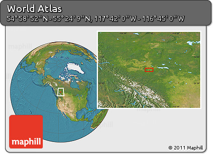 Satellite Location Map of the Area around 55° 11' 31" N, 117° 13' 29" W