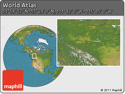 Satellite Location Map of the Area around 55° 11' 31" N, 117° 13' 29" W