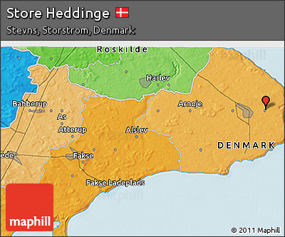 Political 3D Map of Store Heddinge