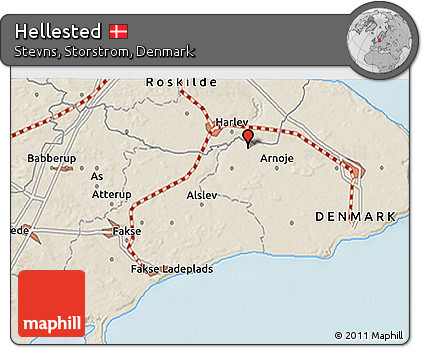 Shaded Relief 3D Map of Hellested