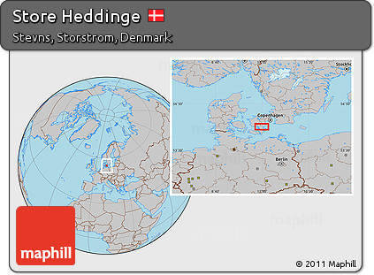 Gray Location Map of Store Heddinge