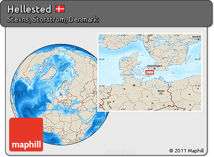 Shaded Relief Location Map of Hellested