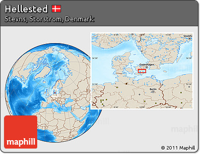 Shaded Relief Location Map of Hellested