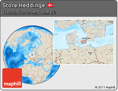 Shaded Relief Location Map of Store Heddinge