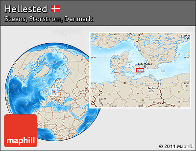 Shaded Relief Location Map of Hellested