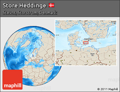 Shaded Relief Location Map of Store Heddinge