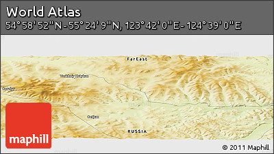 Physical Panoramic Map of the Area around 55° 11' 31" N, 124° 10' 30" E