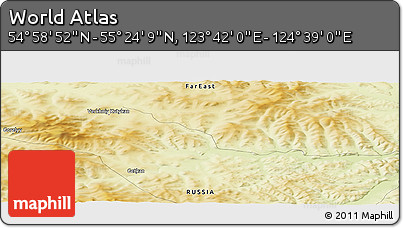 Physical Panoramic Map of the Area around 55° 11' 31" N, 124° 10' 30" E