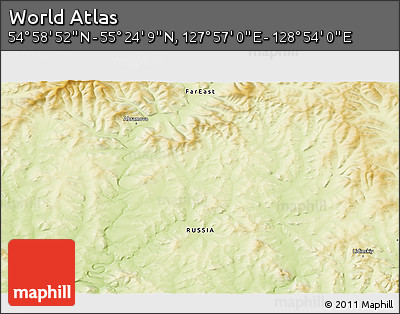 Physical 3D Map of the Area around 55° 11' 31" N, 128° 25' 30" E