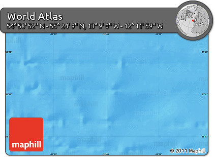 Shaded Relief Map of the Area around 55° 11' 31" N, 12° 40' 30" W