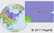 Political Location Map of the area around 55° 11' 31" N, 130° 7' 30" E