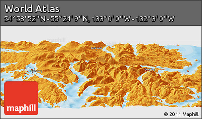 Political Panoramic Map of the Area around 55° 11' 31" N, 132° 31' 30" W